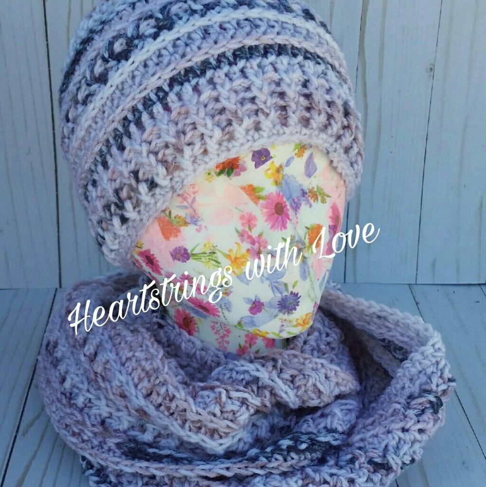 Crocheted hat and Cowl